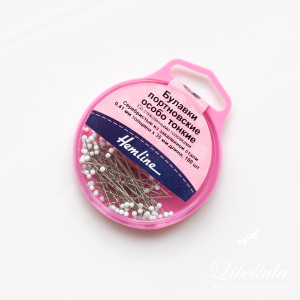 Булавки портновские особо тонкие со стеклянными головками, 41 ММ, 100 ШТ