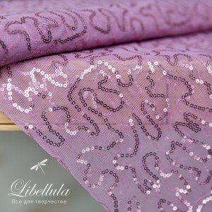 Вышивка пайетками на сетке 