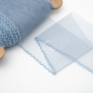 Кружево широкое (10 см) серо-голубое