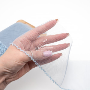 Кружево широкое (10 см) серо-голубое